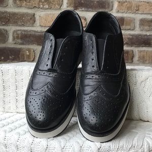 Rag & Bone Meli Brogue Black Leather Wingtip Oxfords Size 37